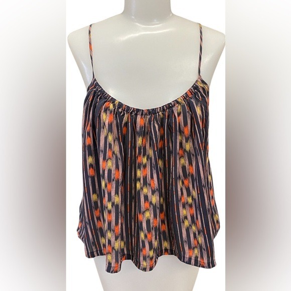 Ecote Boho Ikat Print Spaghetti Strap Cami Tank Top Babydoll Swing Womens Small - Picture 2 of 7